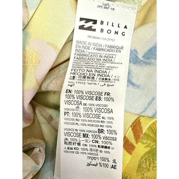 Billabong On Vacation Women's Shirt Woven Button Up Tropical Yellow Size Small - Picture 10 of 12